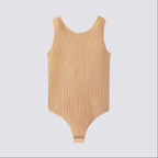Celviroa beige ribbed nylon and spandex full body sculpt shaper with adjustable straps and seamless design.