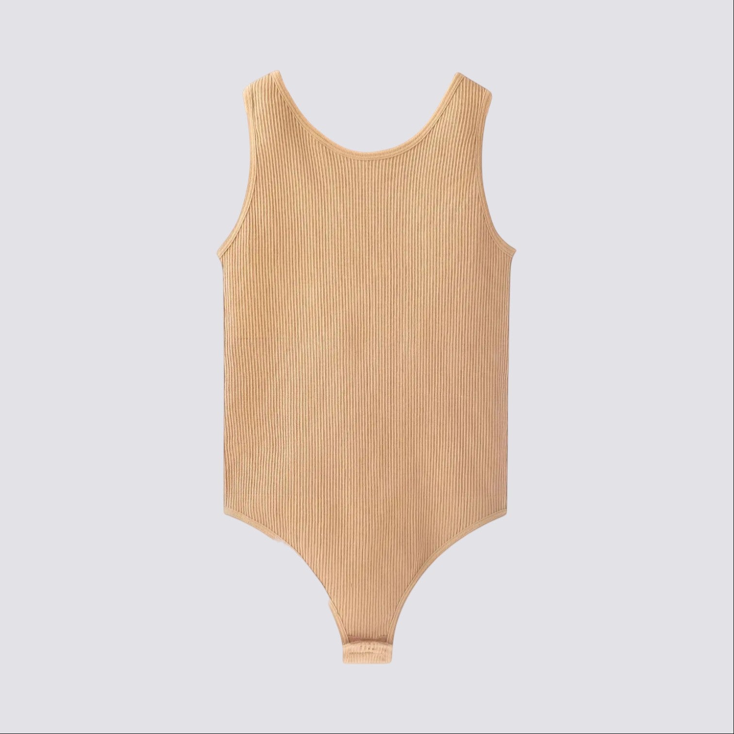 Celviroa beige ribbed nylon and spandex full body sculpt shaper with adjustable straps and seamless design.