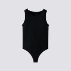 Celviroa black ribbed nylon and spandex full body sculpt shaper with adjustable straps and seamless design.