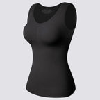 Celviroa black plus size compression shapewear camisole with removable pads and lace straps.
