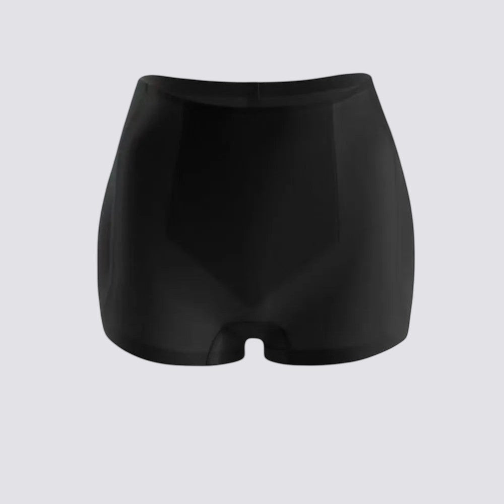 Celviroa black seamless high waist body shaping panties with medium compression and wide non-slip waistband.