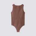 Celviroa brown ribbed nylon & spandex full body sculpt shaper with adjustable straps and seamless design.
