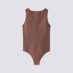 Celviroa brown ribbed nylon & spandex full body sculpt shaper with adjustable straps and seamless design.