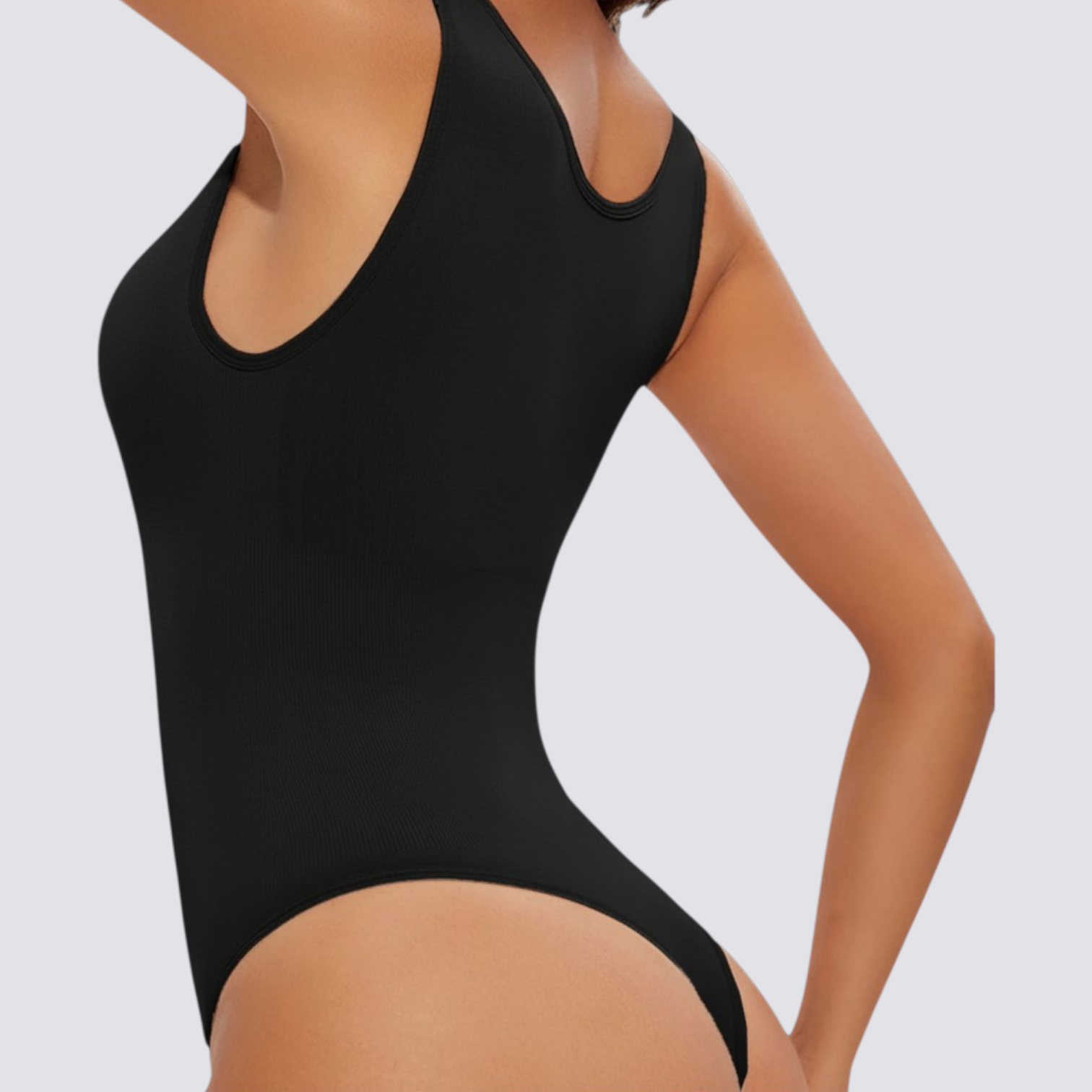 celviroa brown seamless tummy control shapewear bodysuit made of elastane and polyamide, with wire-free support.