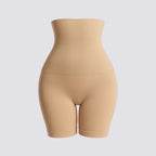 Celviroa high-waist beige seamless control shorts made from nylon and spandex blend for tummy and waist sculpting.