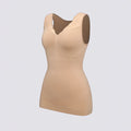 Celviroa nude lace trim comfort tank top with V-neckline and seamless design, perfect for layering.