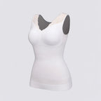 Celviroa white lace trim comfort tank top with ruched bust detail and V-neckline, perfect for layering.