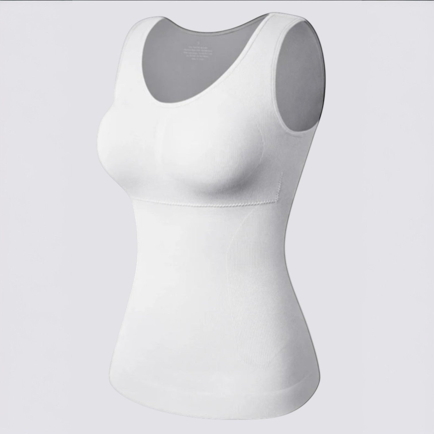 Celviroa white plus size compression shapewear camisole with removable pads and lace straps.